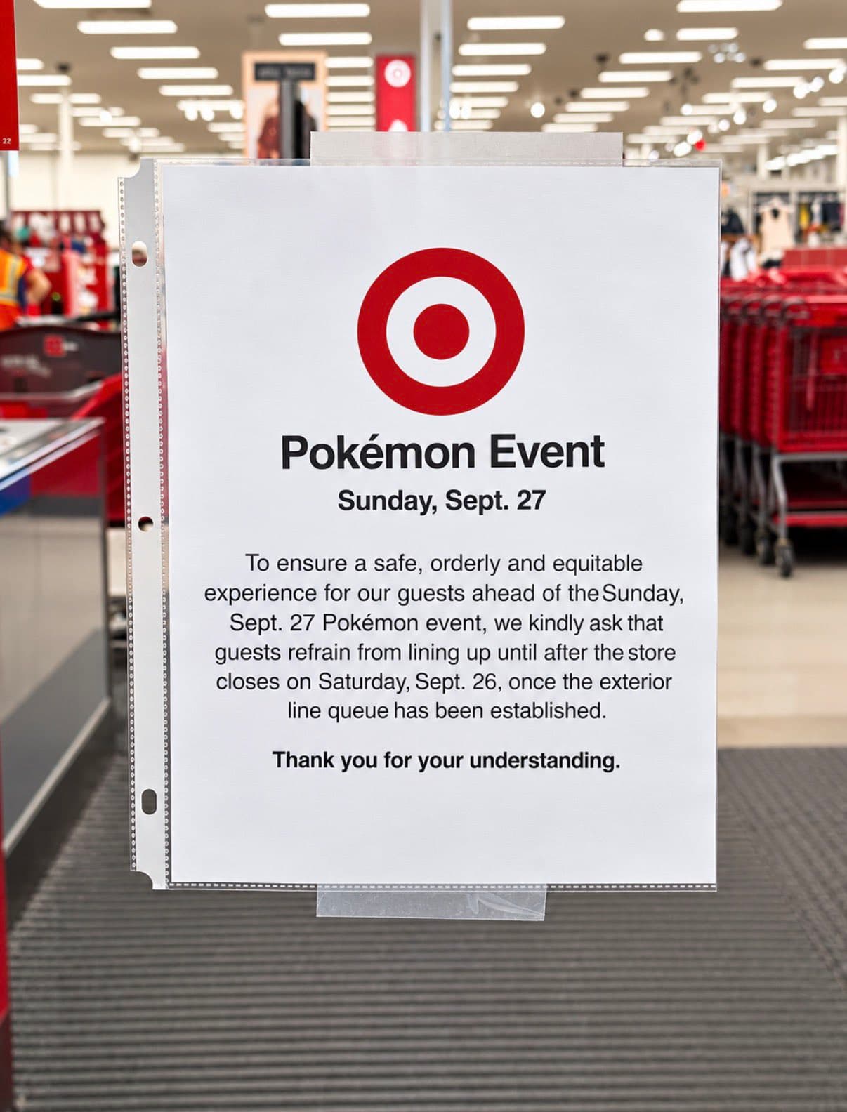 It seems like Target locations may be releasing TCG items tomorrow, either before or during the event. (image 2)