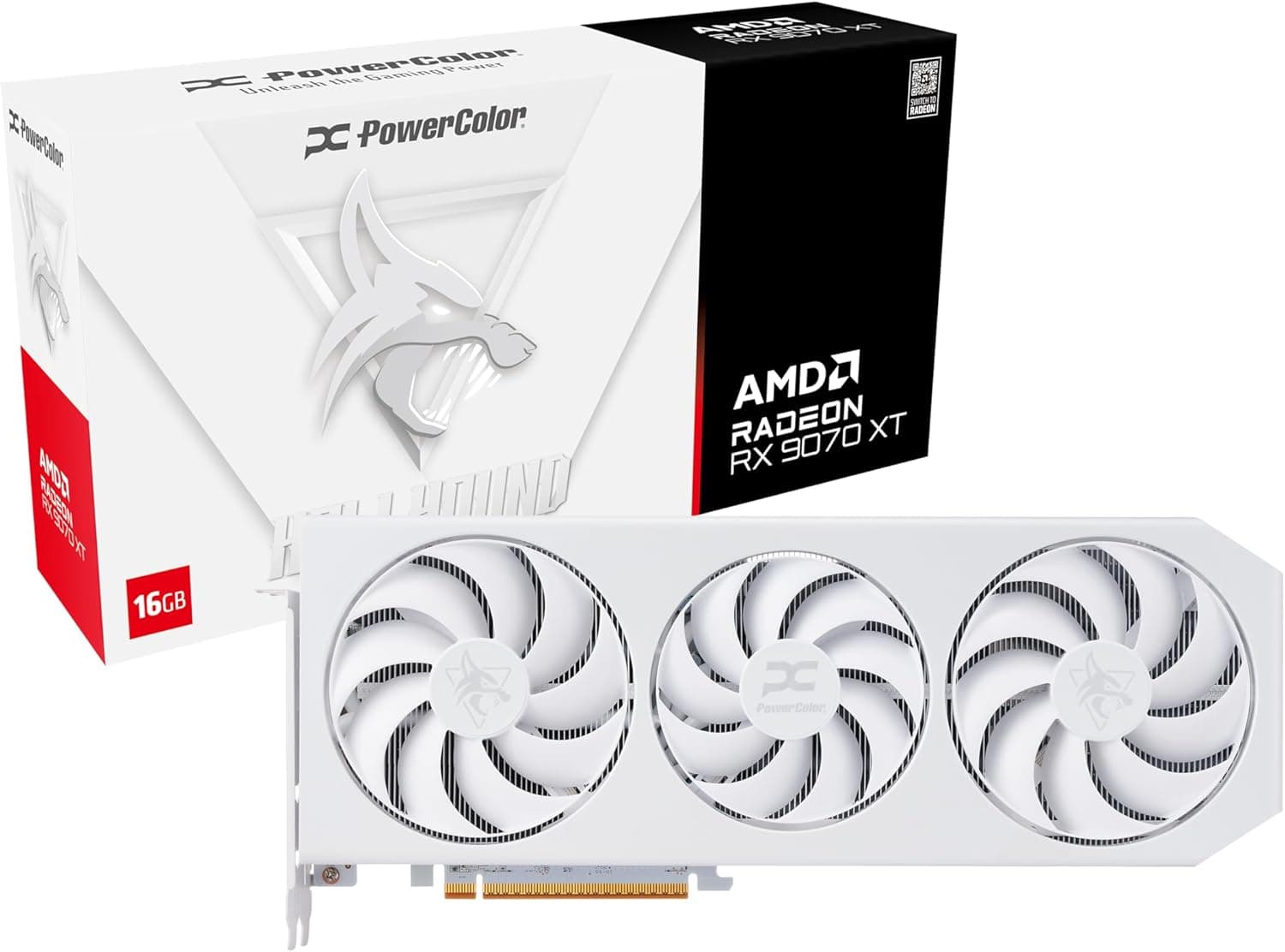 PowerColor Hellhound Spectral White AMD Radeon RX 9070 XT 16GB