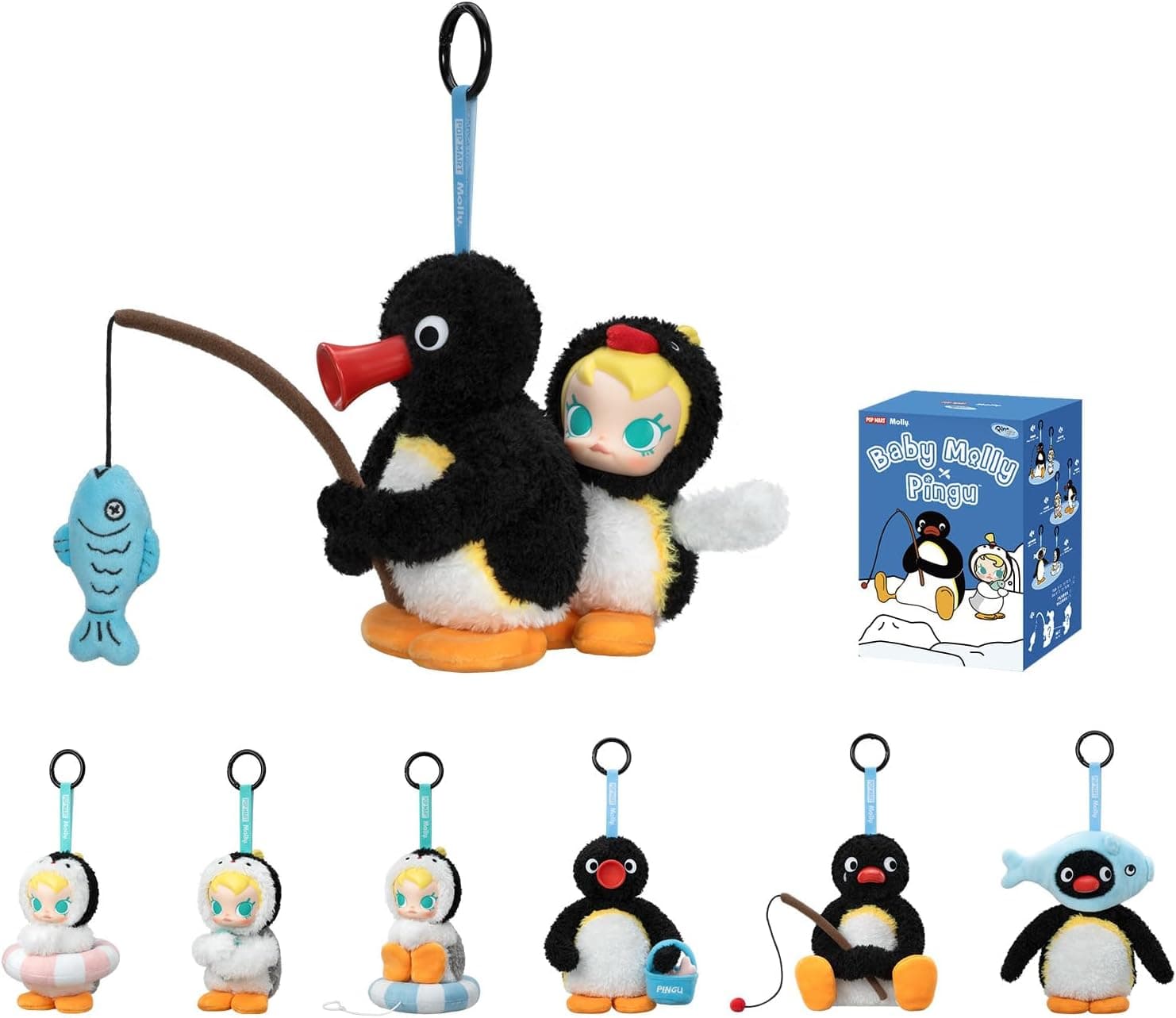 POP MART Baby Molly × Pingu Happy Fishing Series-Vinyl Plush Pendant - Single Box