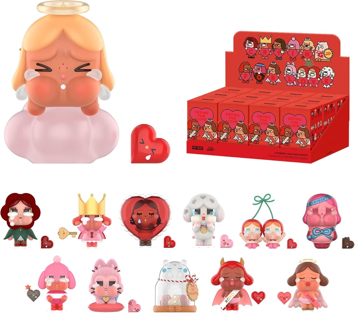 POP MART Crybaby Crying for Love Series Figures, 12PCs Blind Box Figures - Whole Set