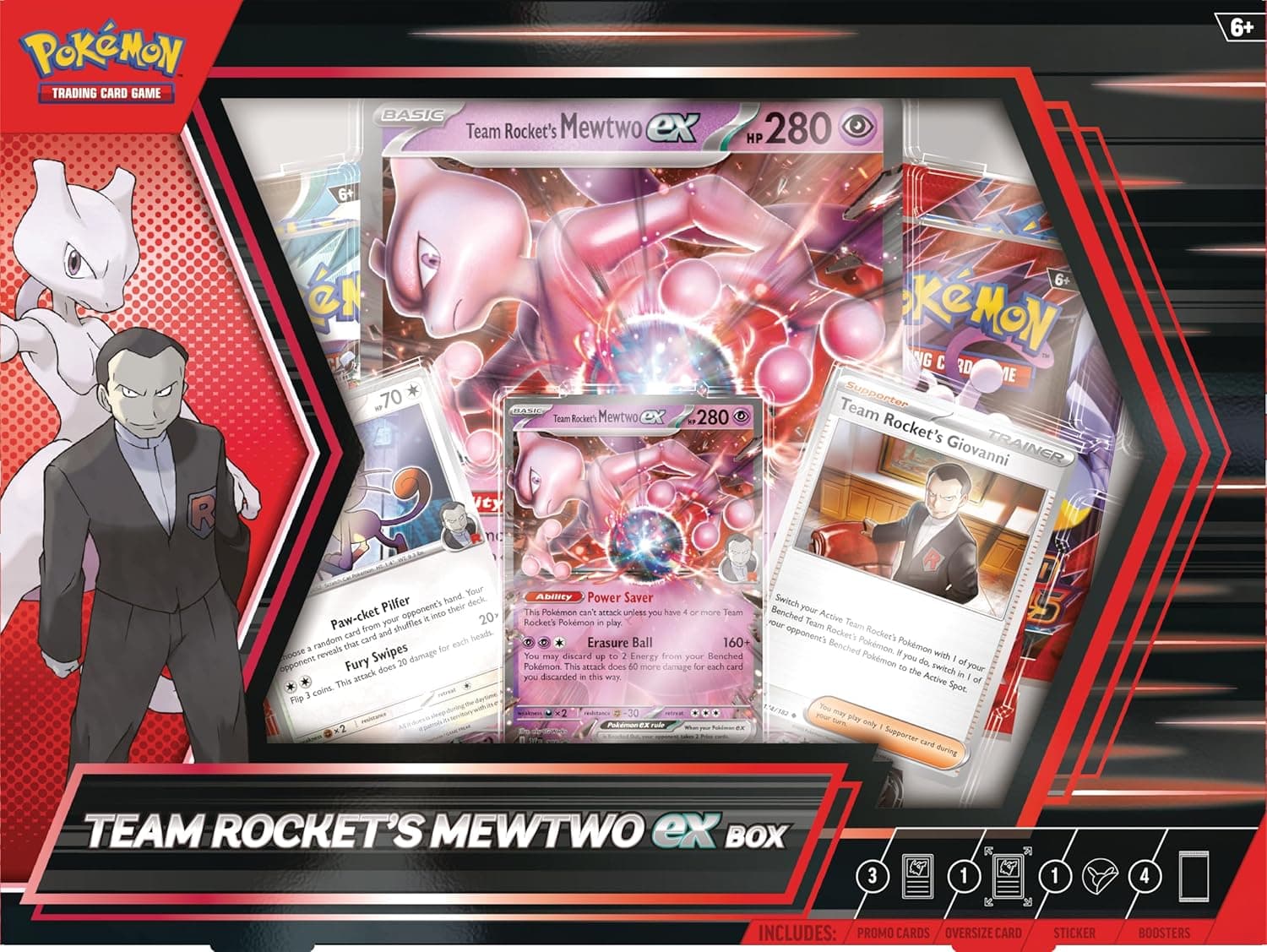 Pokemon TCG Team Rocket’s Mewtwo ex Box - 4 Packs, Promos