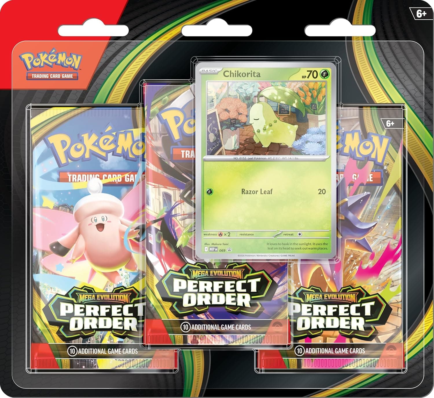 Pokemon TCG: Mega Evolutions - Perfect Order 3 Pack Blister (Chikorita)