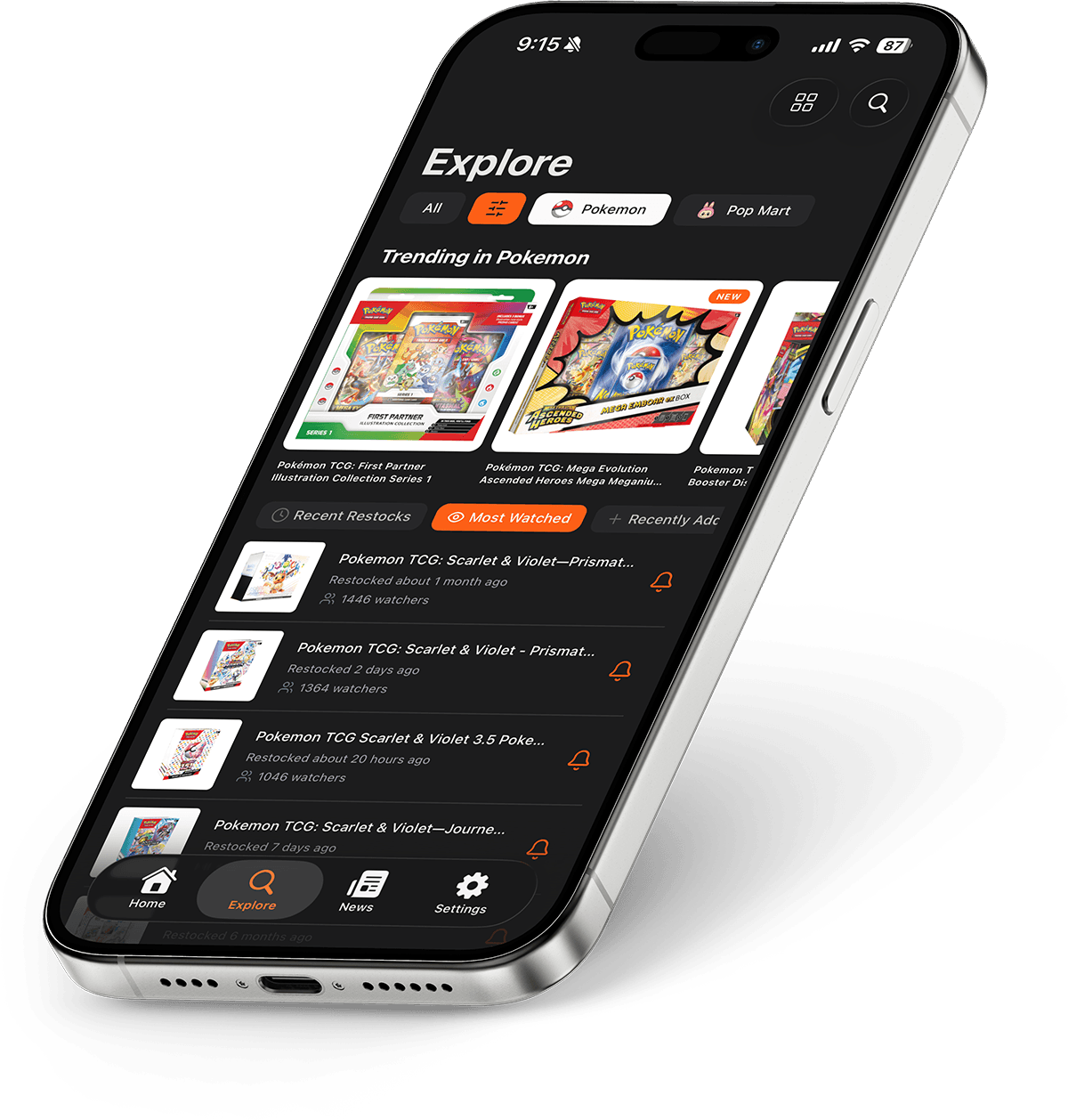 Restockd app on iPhone